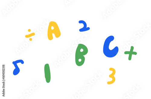 Hand‑Drawn ABC & 123 Doodle Illustration Pack