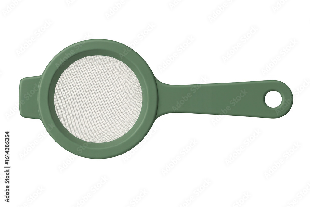 3d rendering of a green kitchen strainer with a fine mesh, isolated on a transparent background, perfect for filtering ingredients 3d rendering of a green kitchen strainer with a fine mesh, isolated on a transparent background, perfect for filtering ingredients