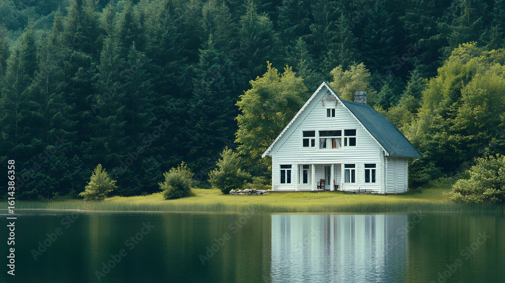 Fototapeta premium house on the river