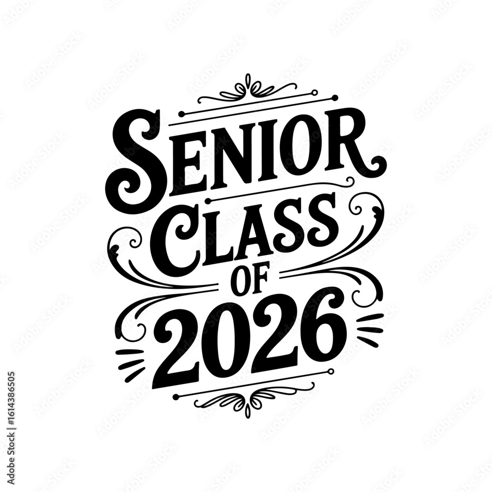 Fototapeta premium Senior Class of 2026. Vector Design Isolated on White Background