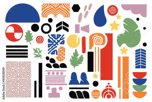 Bauhaus style  abstract collection shape elements. Vector illustration.