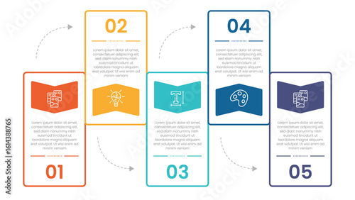 Timeline Infographic design 5 options or steps with icons. Infographic business concept Can be used for info graphics, flow charts, presentations, web sites, banners.