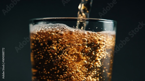 Wallpaper Mural macro shot of golden beer bubbles rising in pint glass Torontodigital.ca