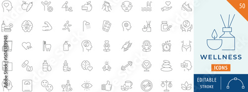 Wellness icon collection set. Editable stroke.