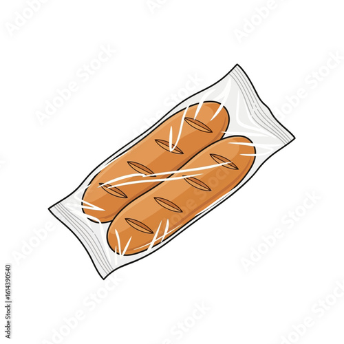 Two crusty baguettes sealed in a clear plastic bag.