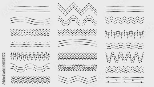 Lines waves dashed zigzag elements collection. Vector illustration.