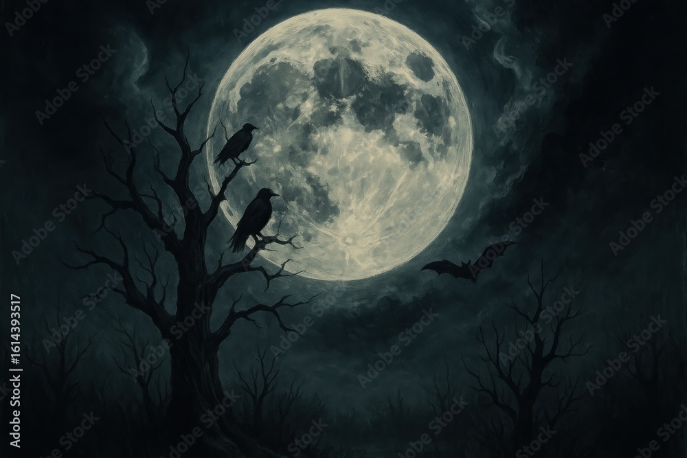 Fototapeta premium Eerie night with full moon