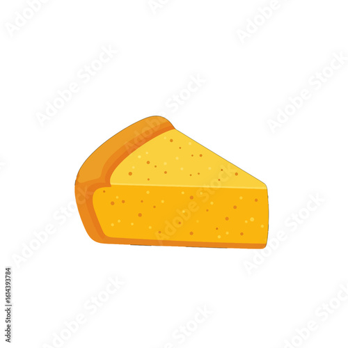 A single, appetizing slice of cheesecake, presented on a plain white background.