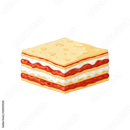 A cartoon illustration of a layered dessert, showcasing crispy crusts and sweet fillings.