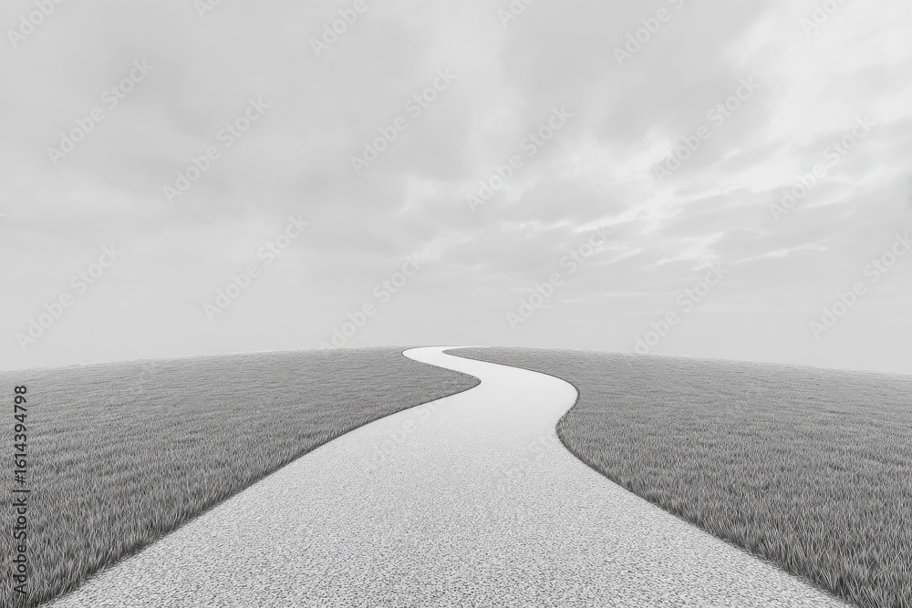 Fototapeta premium River Path Grayscale Landscape