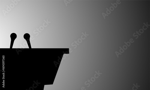 A podium or pulpit with a microphone. A tribune for speaker debates. With an empty area.
