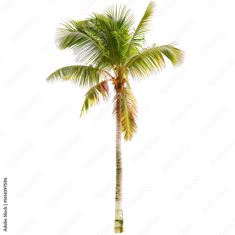 Obraz premium Isolated palm tree, vibrant green foliage