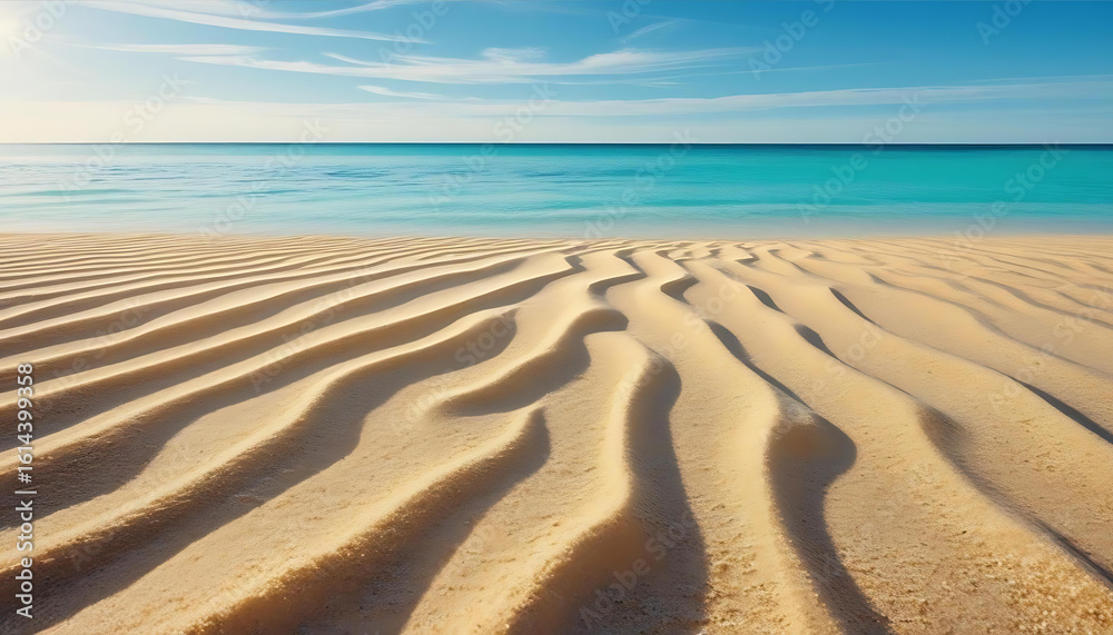 Fototapeta premium Beautiful Sunrice beach landscape. waving sand beach