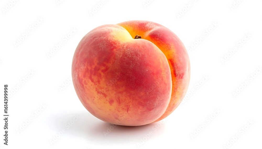 Single peach against white background Single peach against white background