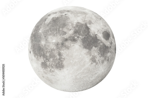 Highly detailed full moon isolated on transparent background, perfect for space projects, scientific visualizations, or any design needing a realistic lunar element