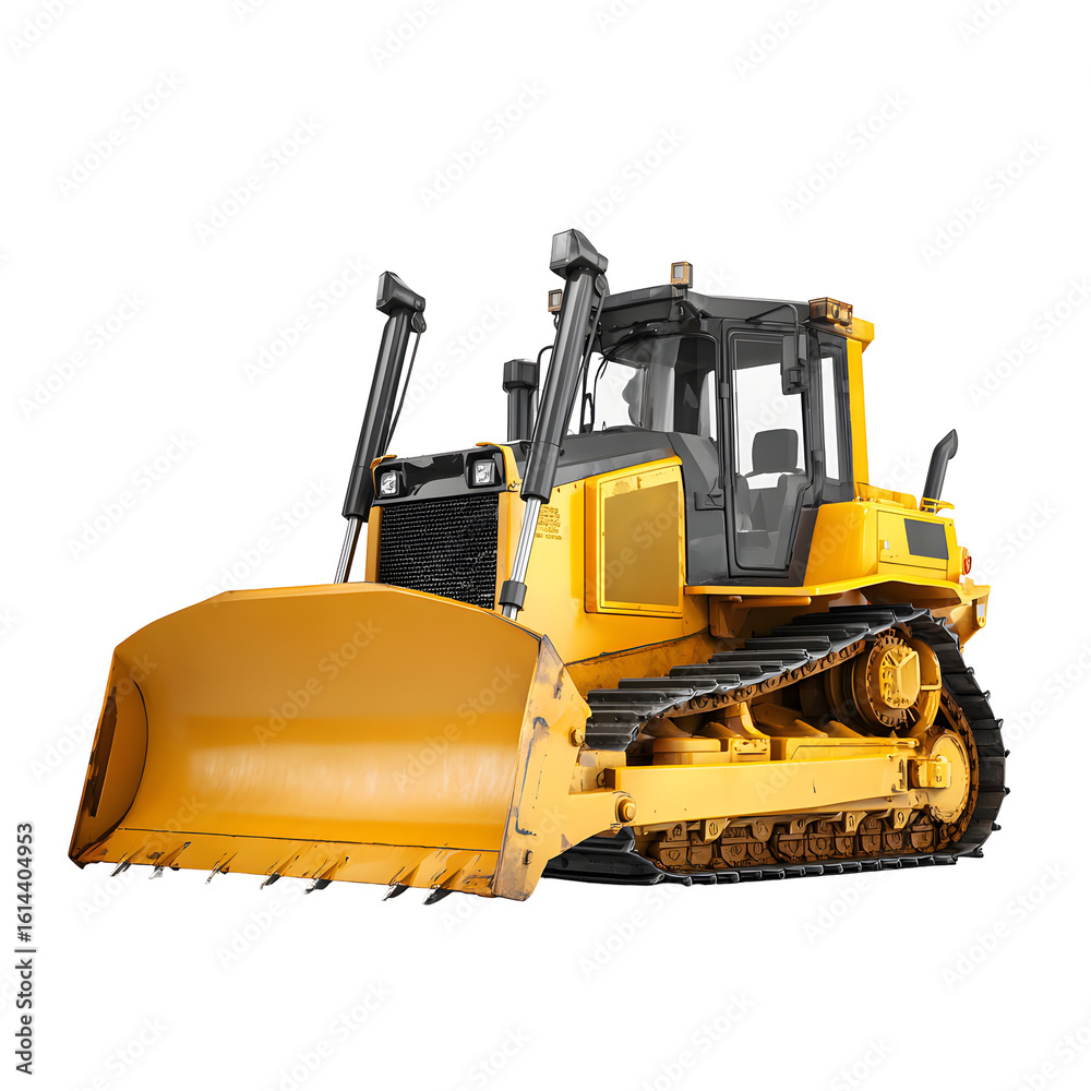 Fototapeta premium Heavy machinery bulldozer showcasing construction equipment isolated on black background