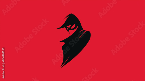 Mysterious Thief Silhouette on Red, Security - Themed Design for Branding & Cautionary Art