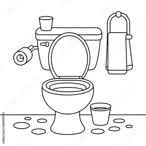toilet bowl vector illustration coloring page