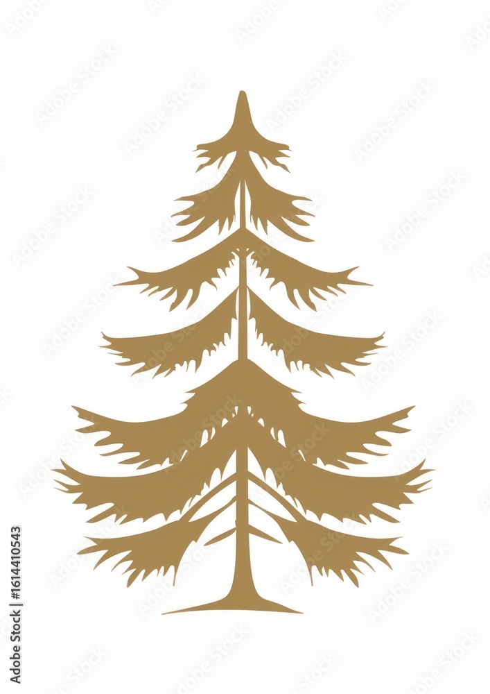 Obraz premium Aesthetic pine tree logo silhouette gold illustration.