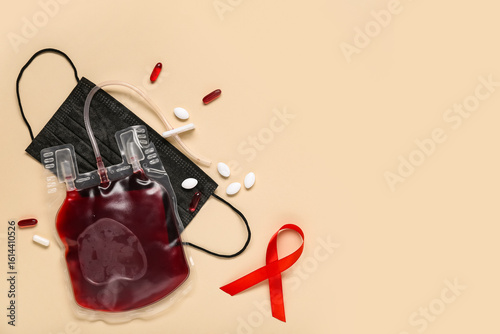 Red ribbon with pack for tr...