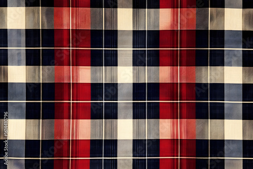 Vector seamless plaid pattern in Christmas colors.
Repetitive bright tartan pattern. Design for fabric, wrapping paper, textiles, social media, packaging, cards, stickers.