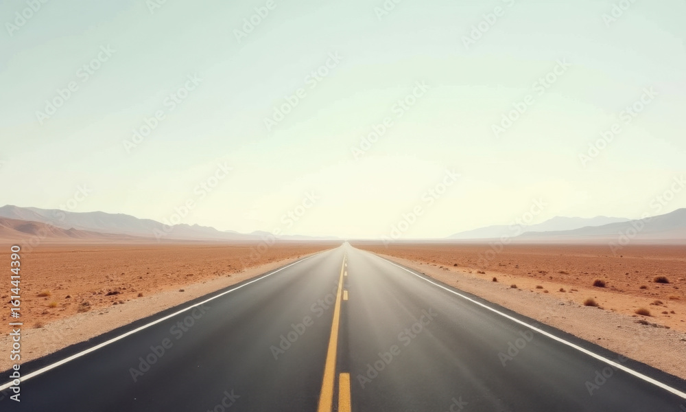 Naklejka premium Endless Desert Highway Under a Pale Sky