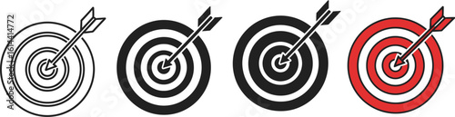 Illustration of four targets with arrows hitting the center of each one