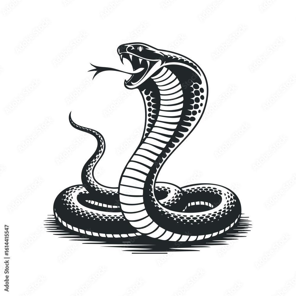 Fototapeta premium Detailed vector illustration of a cobra with a striking pose