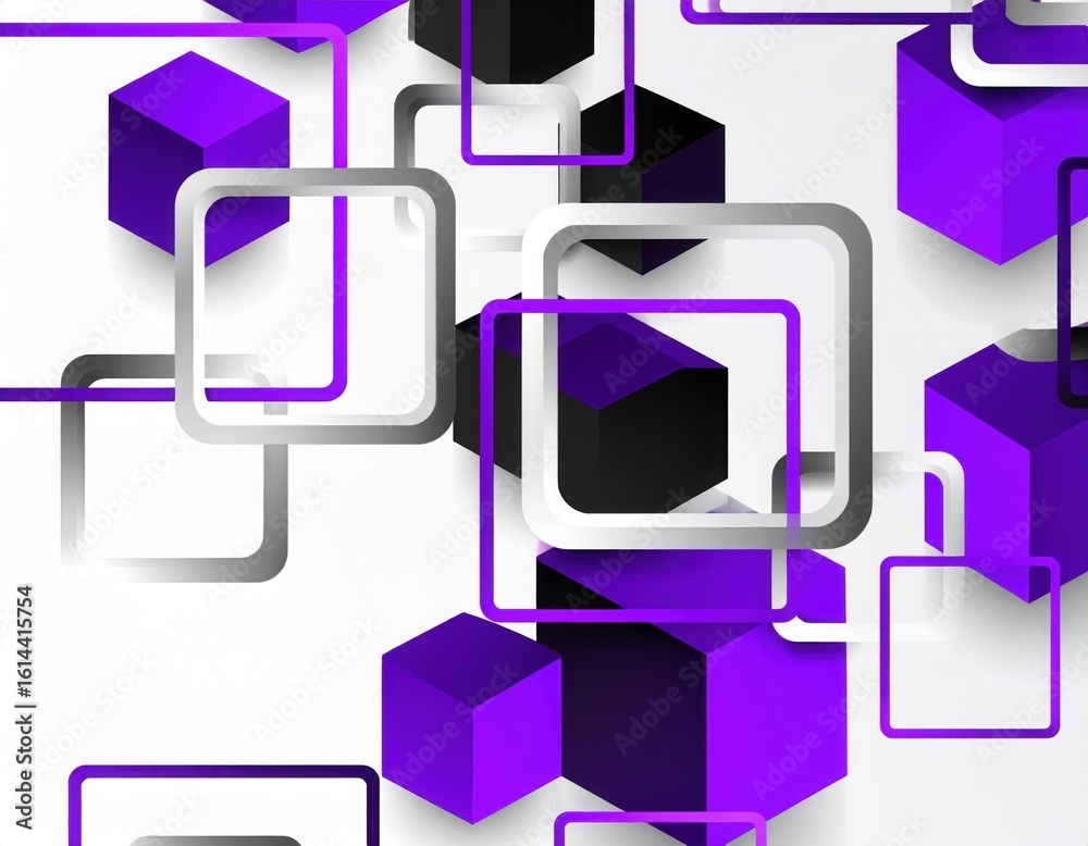 Fototapeta premium Purple and Black frame line. white background