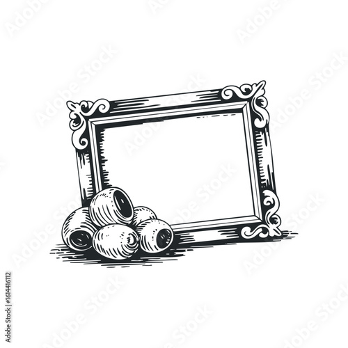 Illustration of an empty olive decorated frame