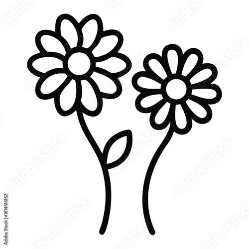 Bold Line Art Daisy Flowers: Simple, Cheerful, Spring Floral Illustration