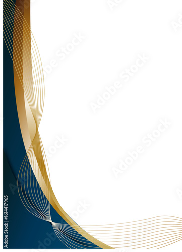 Blue Gold Wave Header Footer Decoration