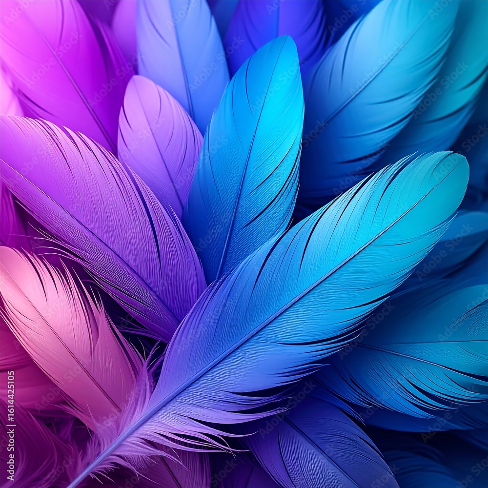 Fototapeta premium Vibrant feathers in various shades of blue and purple