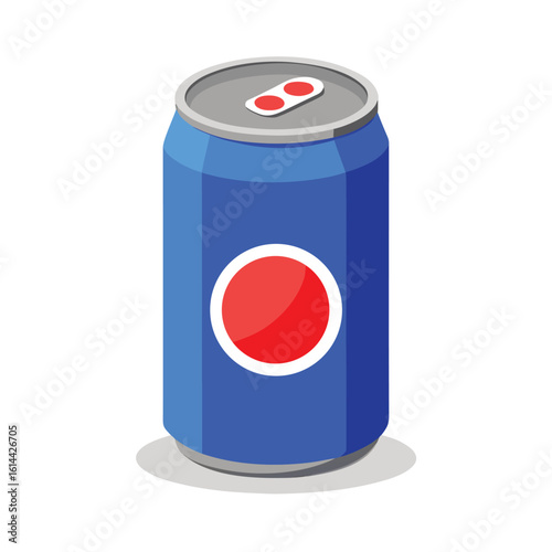Blue Soda Can With Shadow Isolated on White Surface Product