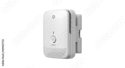 White carbon monoxide detector mounted on a wall isolated on transparent background
