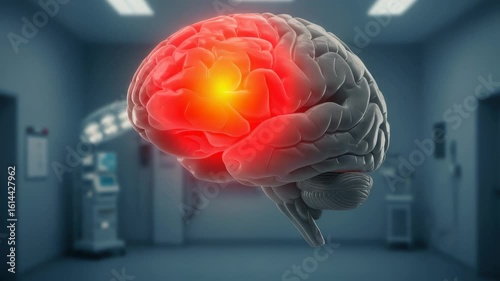 Medical Animation of Brain Inflammation, Highlighting Neurological Disease Processes