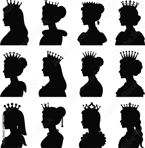Royal women crowns silhouettes regal royalty