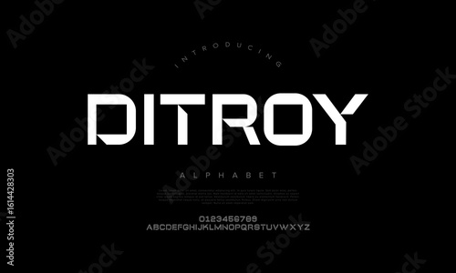 Strong futuristic display typeface with bold angular shapes, perfect for modern branding