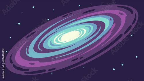 Explore the cosmos with this stunning cartoon galaxy illustration for space and astronomy enthusiasts everywhere
