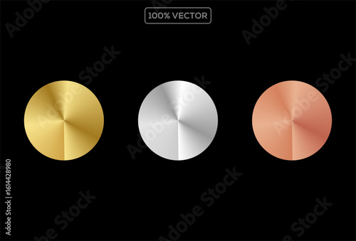 Silver gold Bronze aluminum brushed plate. Metal material radial glossy surface sheet. Holographic stainless steel texture background