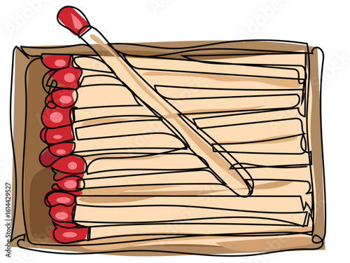 Matchsticks in a continuous line pattern on a white background.