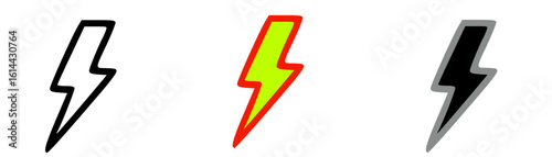 Free Download Three stylized lightning bolt icons with different colors and outlines. - GFXLoad