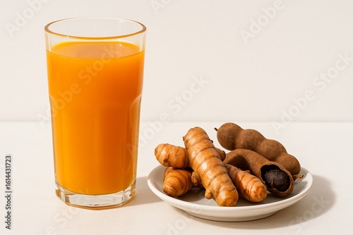 Traditional Jamu Kunyit Asam. Healthy Turmeric Tamarind Juice. Indonesian Herbal Health Drink	