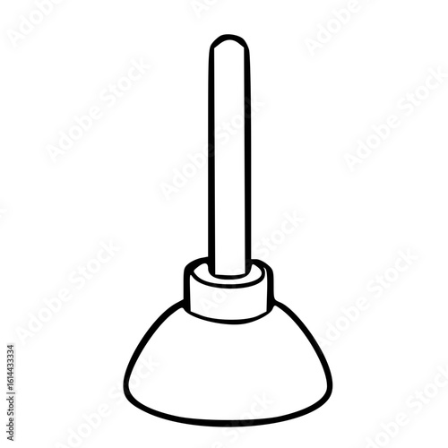 Handdrawn black and white doodle of household rubber plunger for toilet cleaning