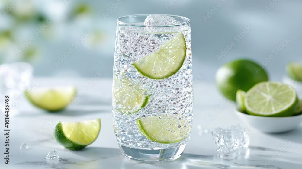 Fototapeta premium glass with lime slices