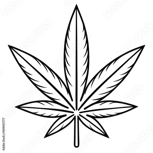 Stylized dark green cannabis leaf illustration