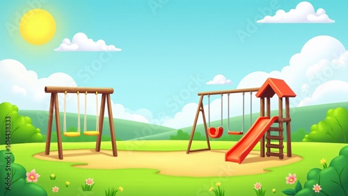 Vibrant Cartoon Playground on a Sunny Day