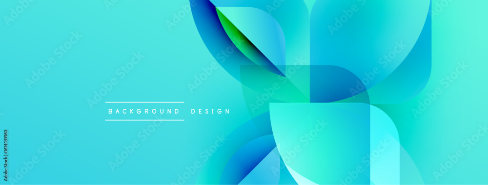 Fototapeta premium Abstract fluid shapes overlap, creating dynamic turquoise background. Modern design features gradient colors, smooth transitions.