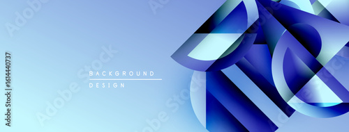 Abstract blue design. Smooth shapes overlap, creating dynamic visual effect. Light gradients enhance depth, modern aesthetic.