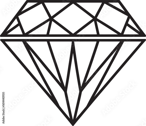 Geometric outline of a brilliant cut diamond with reflection